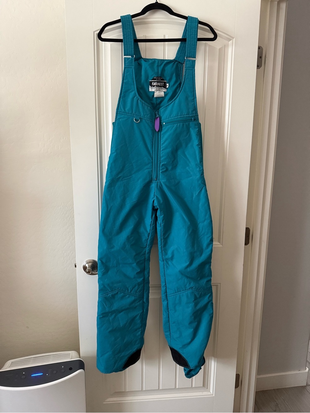 Vintage Teal Snow Bib Overalls - farwest (Vintage logo)